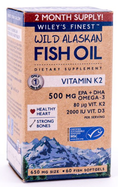 Wiley’s Finest | Vitamin K2 with D3 (Fish Oil Softgel) Wiley's Finest $35.00